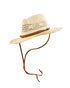 front view Kids vented straw sun hat with leather chin strap and curved brim – The Outrider by Fallenbrokenstreet.