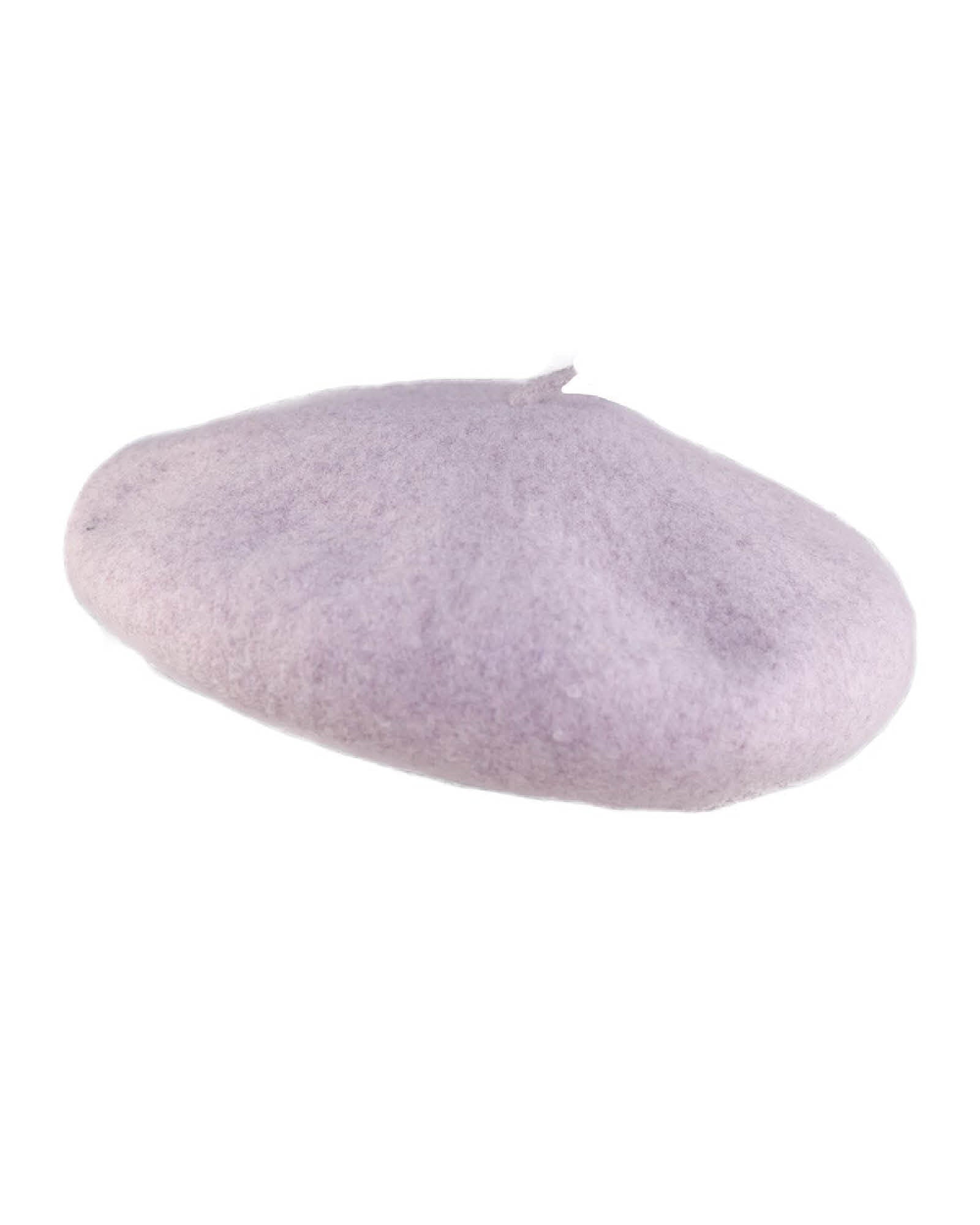 Studio image of The Belle Beret – Lilac Cream Wool, showing its soft structured shape and classic beret stem. Crafted from premium Australian wool, ideal for cool-weather outfits.