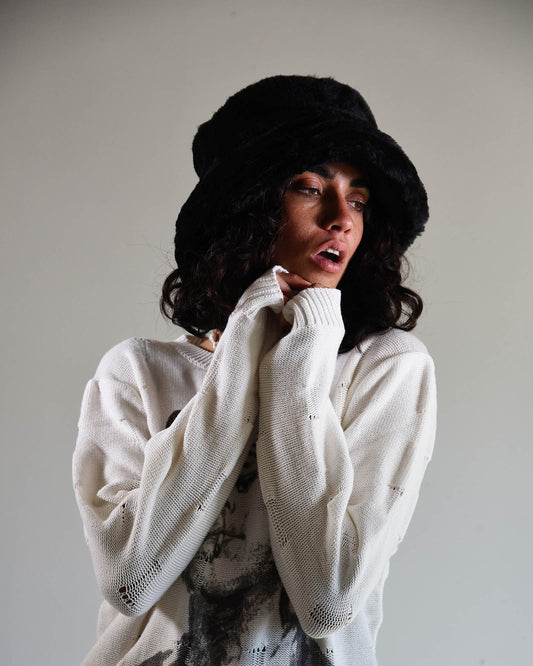 The Cosmic Girl Bucket Hat - Black Faux Fur