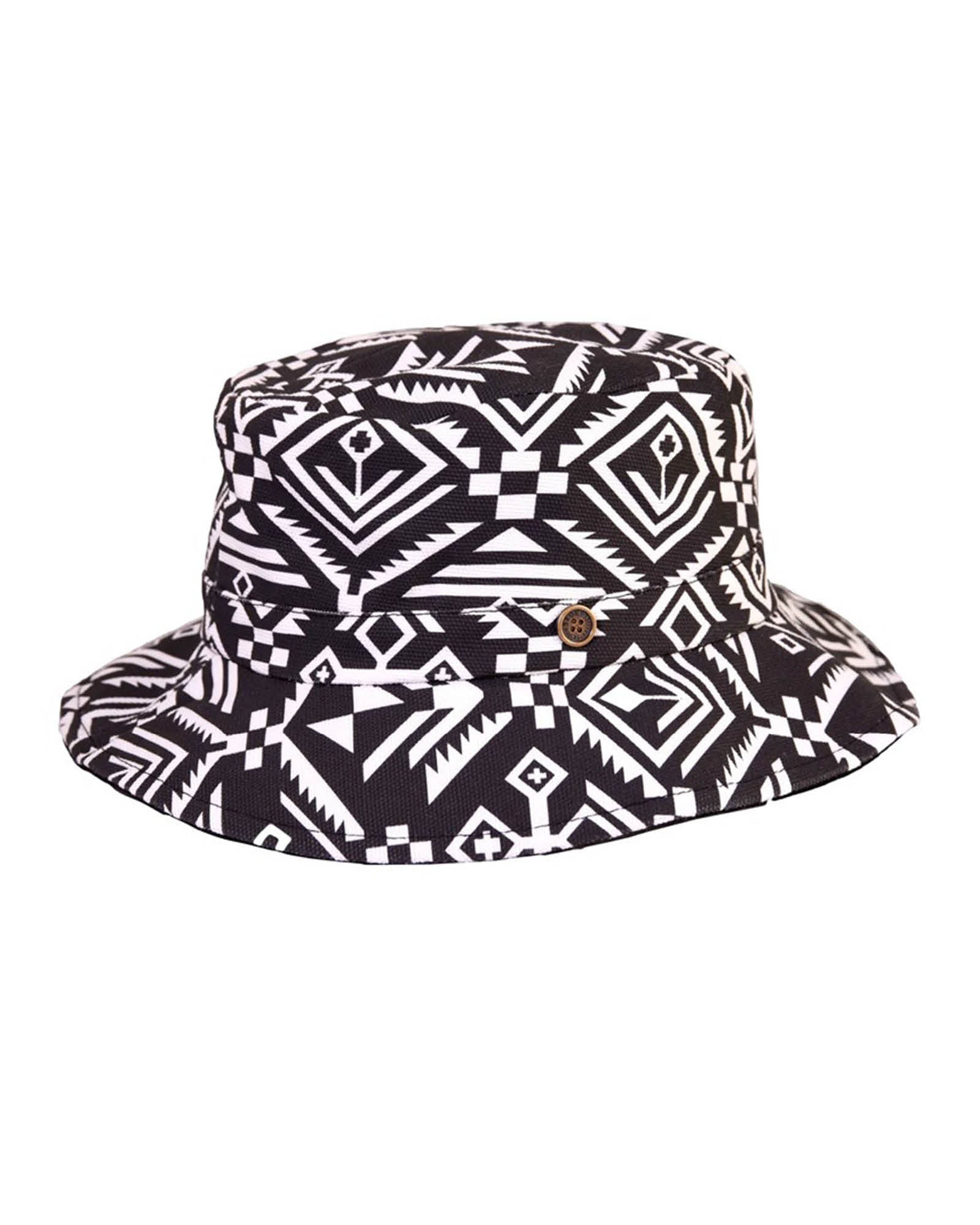 FlipSide Bucket Hat Aztec Reversible, cotton canvas bucket hat with wide brim.