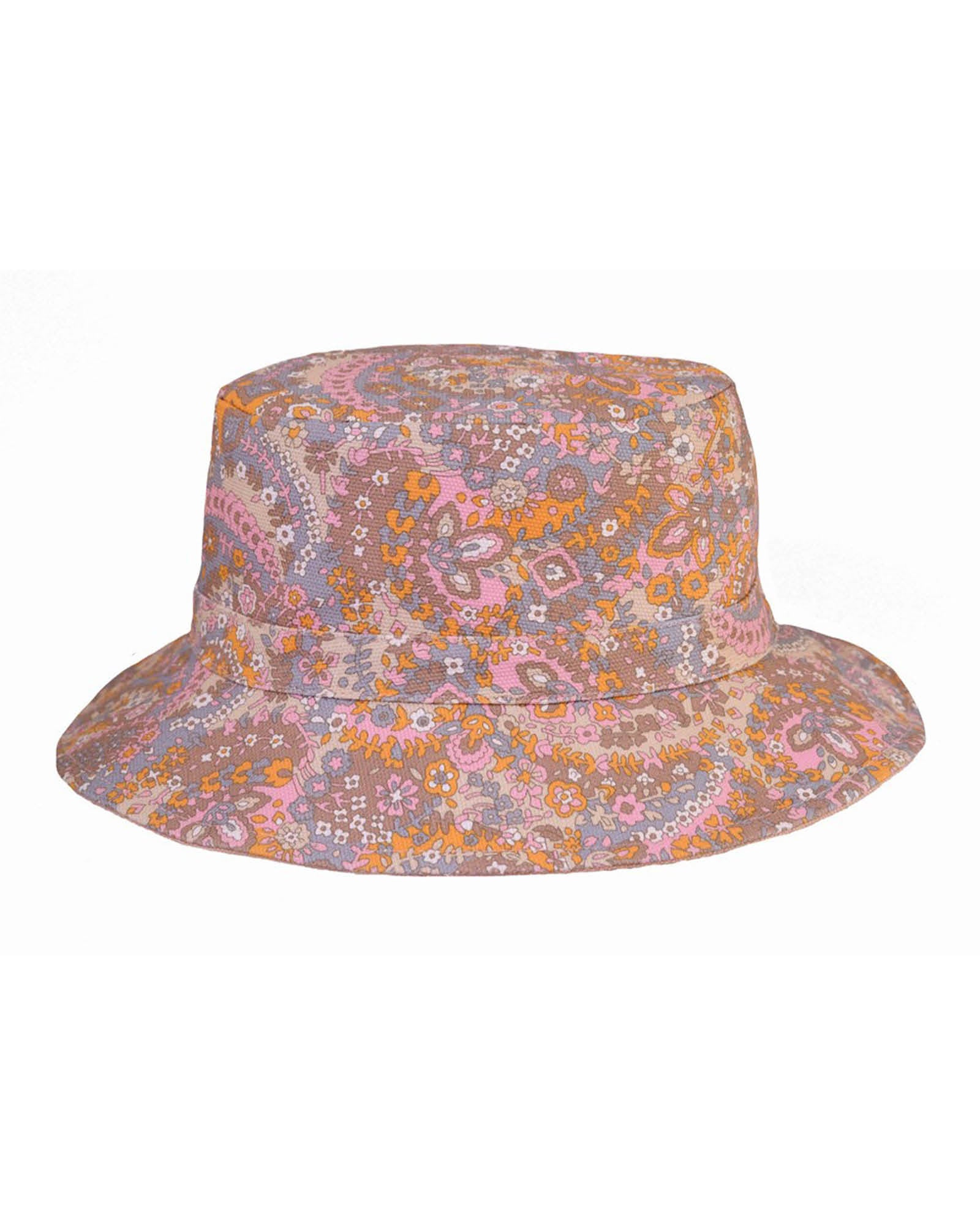FlipSide Bucket Hat Paisley Reversible, cotton canvas bucket hat with wide brim, unisex design.