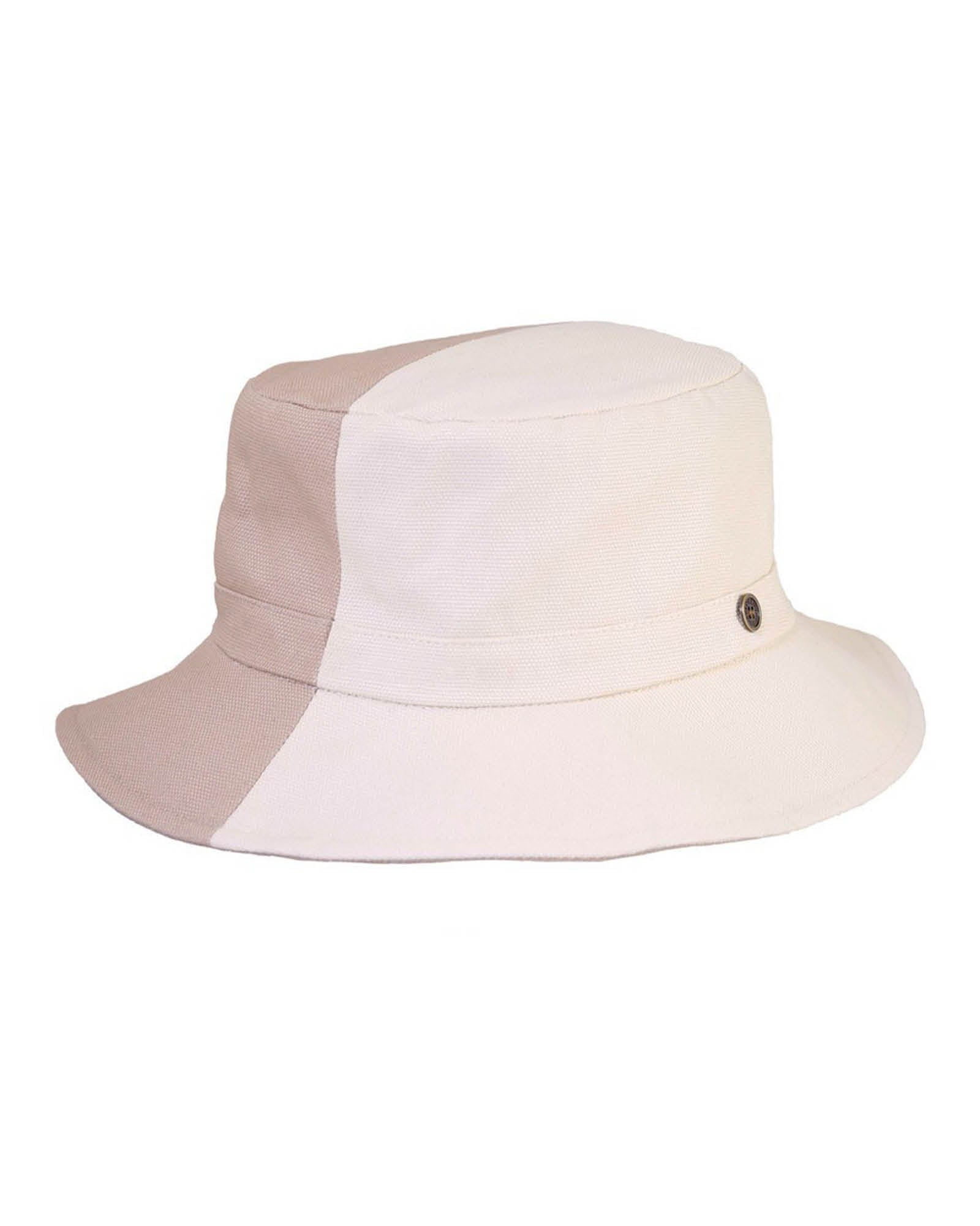 FlipSide Bucket Hat Tan Reversible, cotton canvas with wide brim, lightweight unisex summer hat.