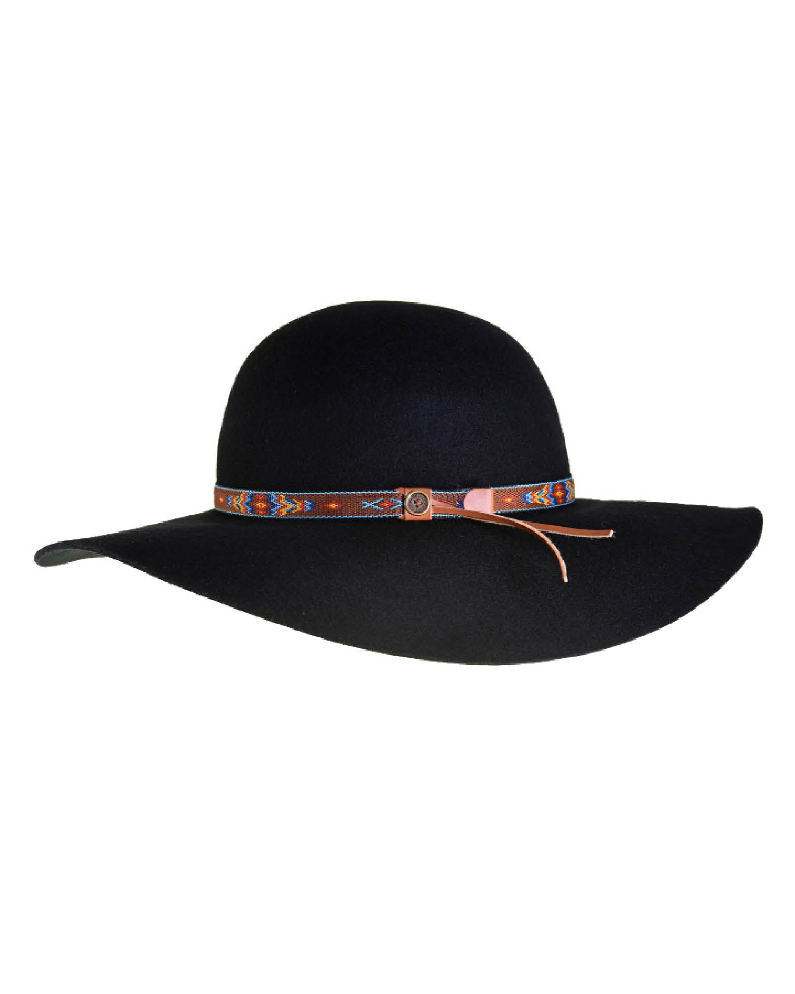 LITTLE HIPPIE FLOPPY FELT HAT Wide-Brim Hat with Multi-Colored Accent band The Little Hippie Floppy Felt Hat - Black – fallenBROKENstreet main image 2