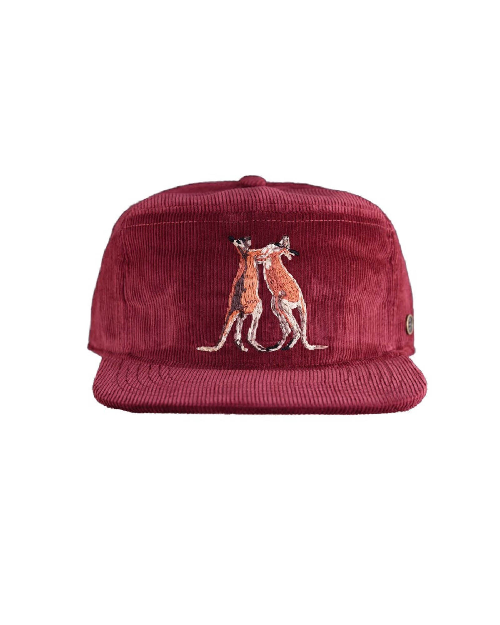 Stash Cap Corduroy Kanga Wine, 10-panel snapback with stash pocket and embroidery, FallenBROKENstreet.