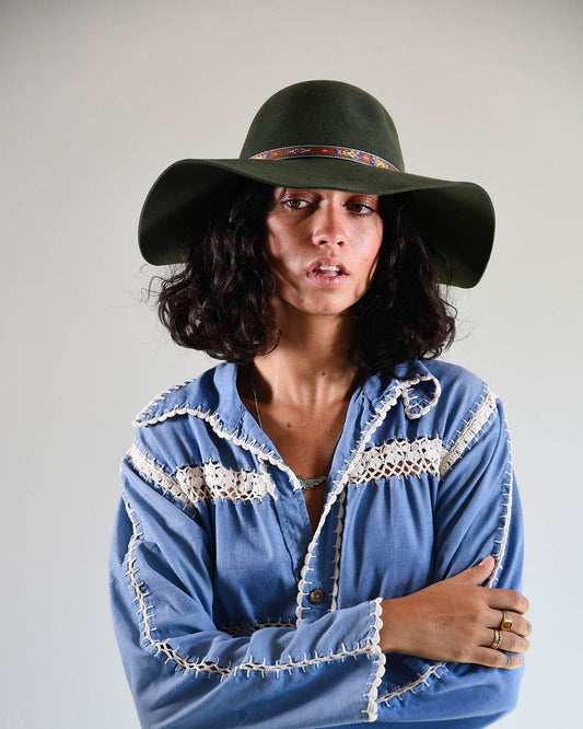 The Little Hippie Floppy Felt Hat - Forest Green