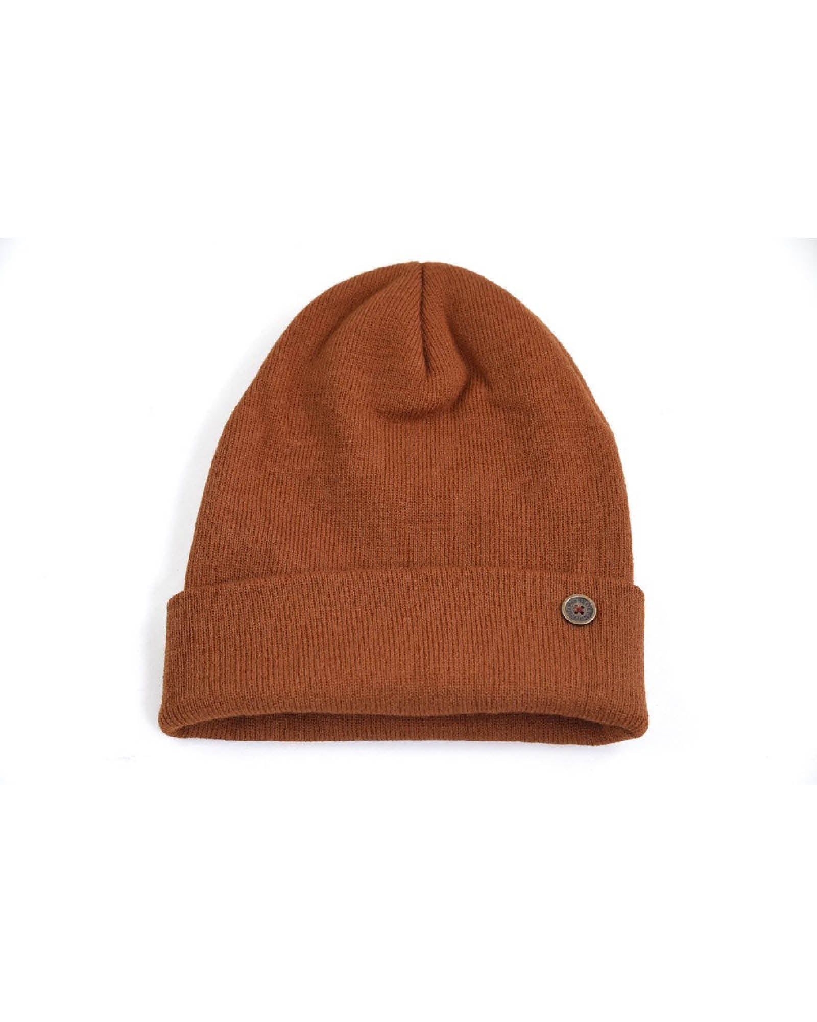 The Lucks Beanie Brown, wool blend ribbed knit design with FallenBROKENstreet logo detail.