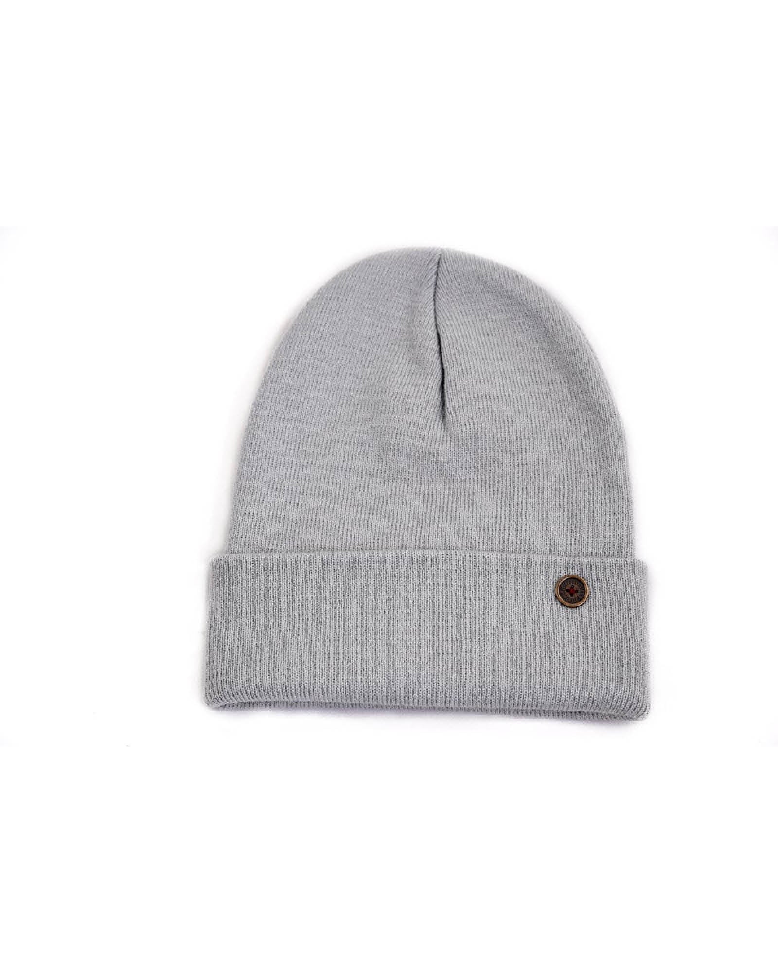 The Lucks Beanie Grey, ribbed knit wool blend with FallenBROKENstreet logo badge on folded cuff.