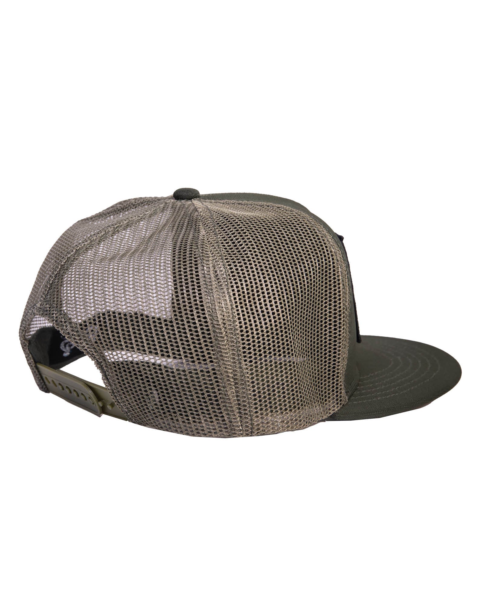 Army green mesh back cap with embroidered patch
