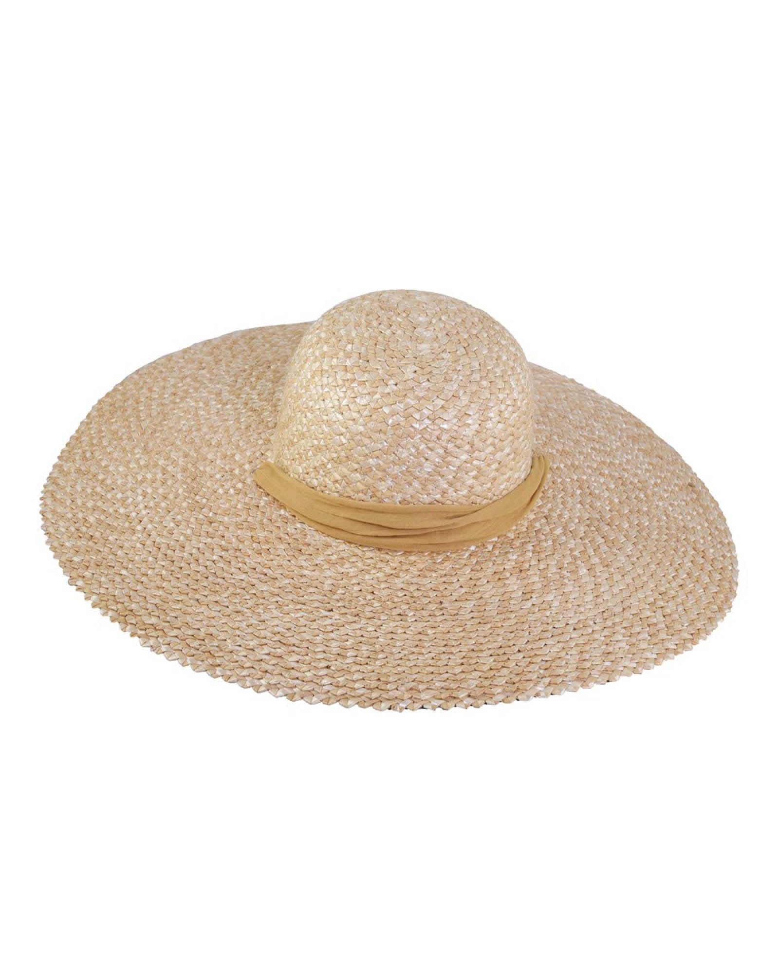 The Meadow – Extra Wide Brim Straw Hat with Mustard Scarf 