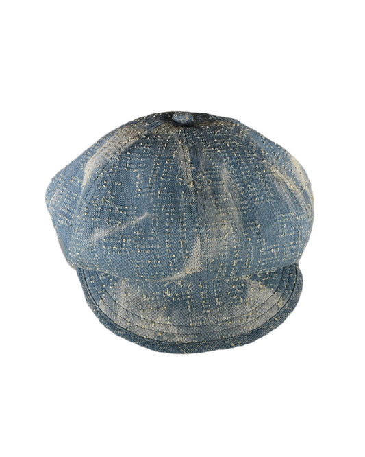 FallenBROKENstreet Kids Oliver Cap in distressed blue denim. Classic relaxed fit with curved brim and leather inner band for comfort.