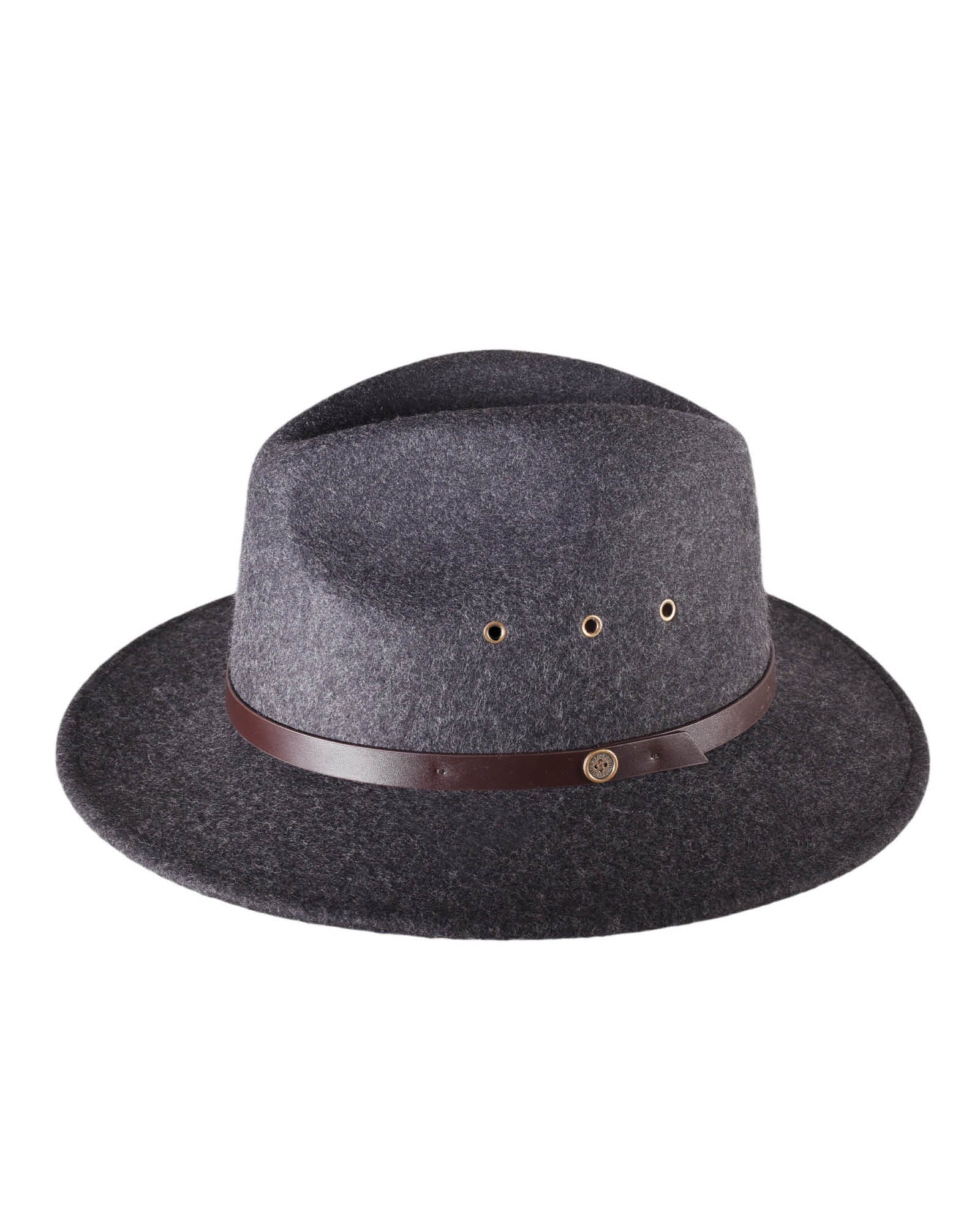 The Crushable Ratatat Felt Hat – Mottle Black by FallenBROKENstreet. Foldable 100% Australian wool fedora with leather band, cotton inner band, and UPF 50+ rating.