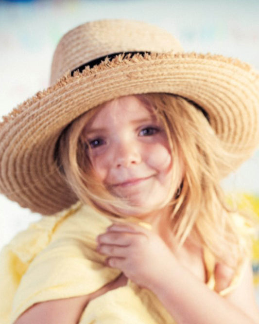 FallenBROKENstreet River Straw Hat – Kids, summer straw hat with bow and leather band.