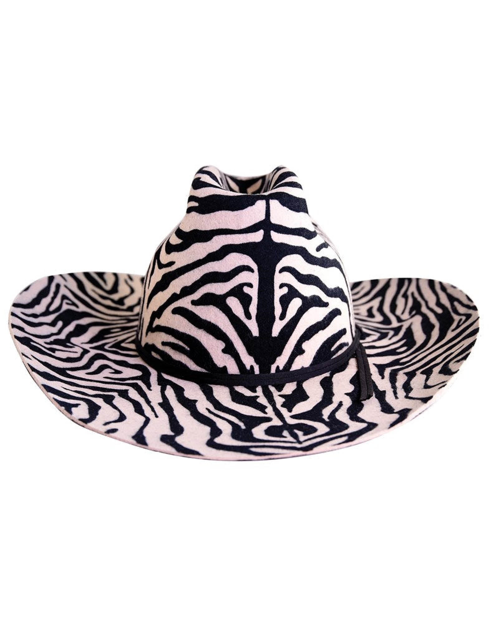 Ruby Cowboy Hat – Zebra Print Felt Hat by FallenBROKENstreet front view