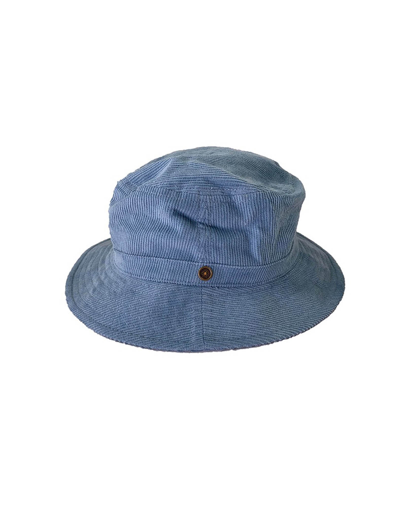 Saturday Bucket Hat Blue Corduroy, cotton corduroy wide brim hat with UPF 50+.