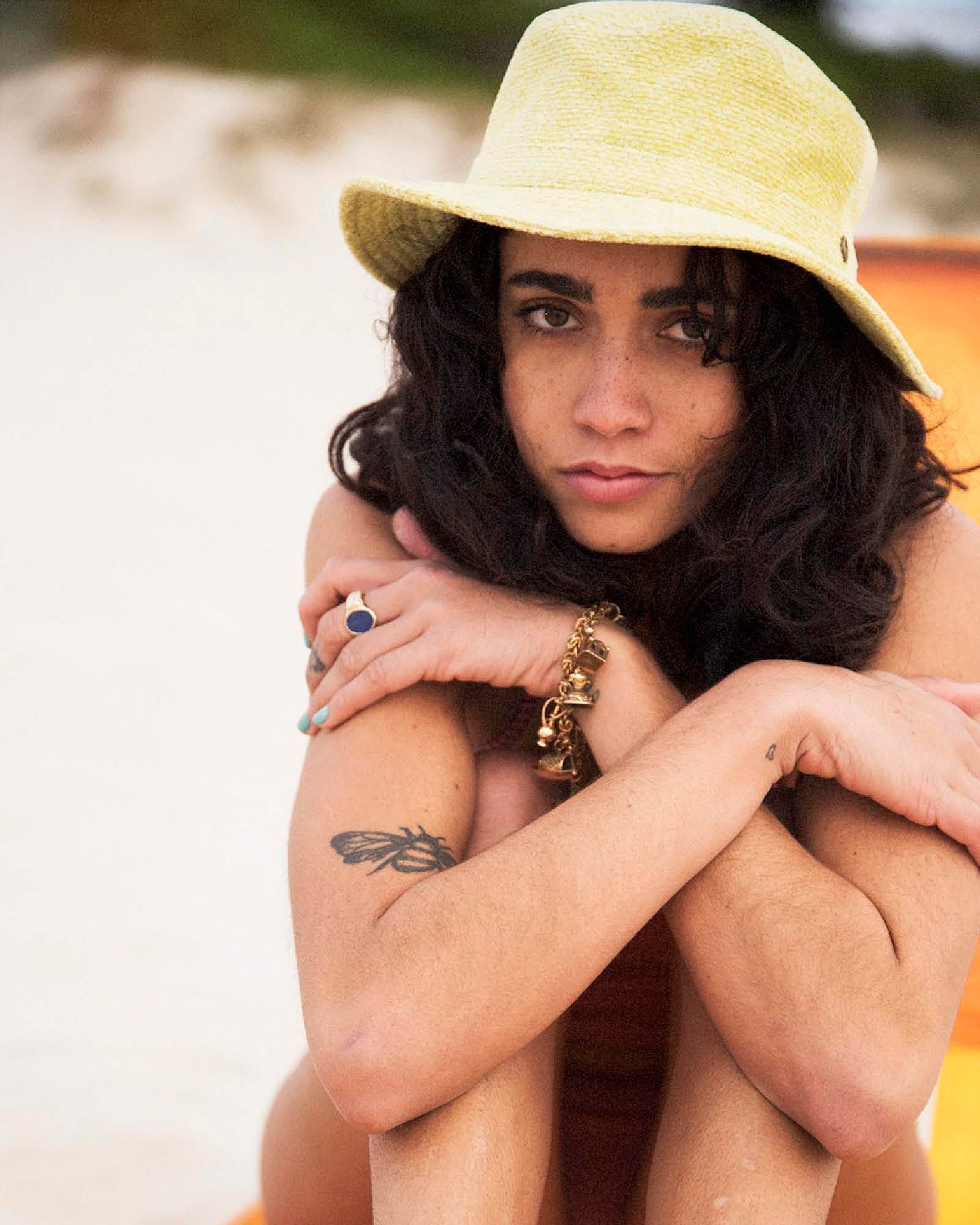 Lime Saturday Bucket Hat, breathable cotton chenille with wide brim, UPF 50+ rating.