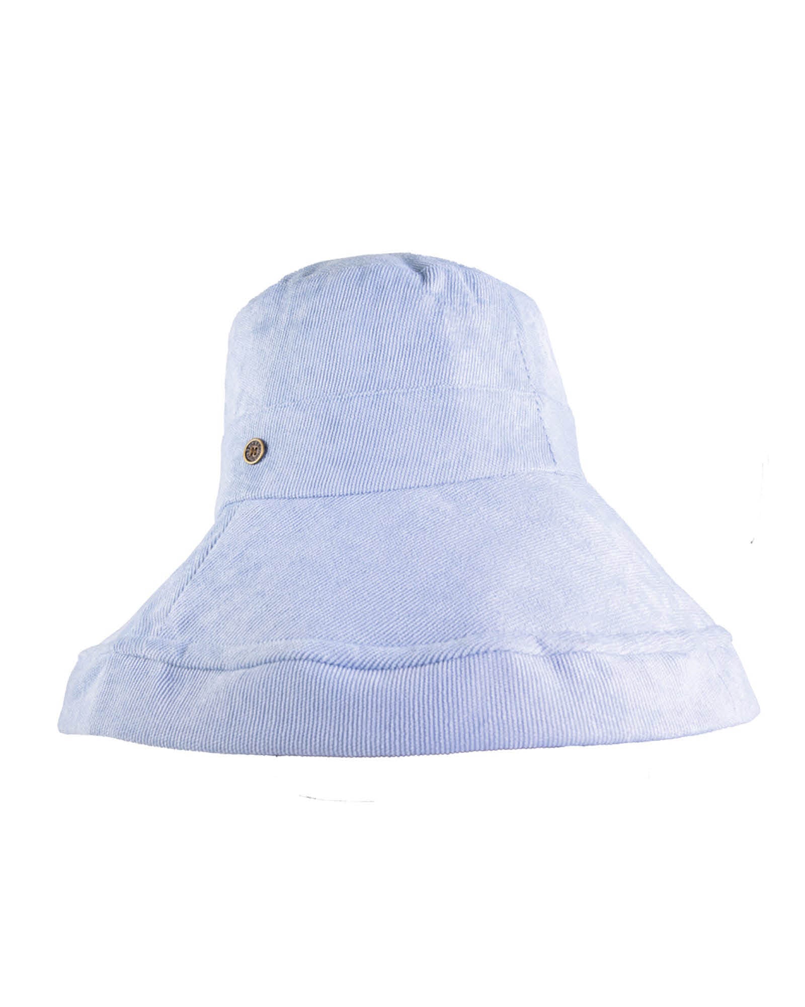 Light blue cotton corduroy bucket hat with wide brim from FallenBROKENstreet, foldable and perfect for summer adventures.