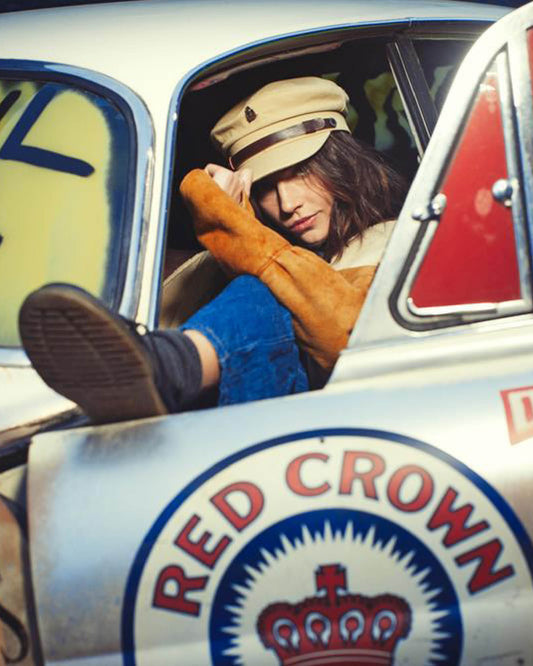 FallenBROKENstreet The Sea Cap – Cream. Handcrafted canvas hat featuring leather band, metal ship detail, and UPF protection. Designed for ocean lovers and modern travellers.