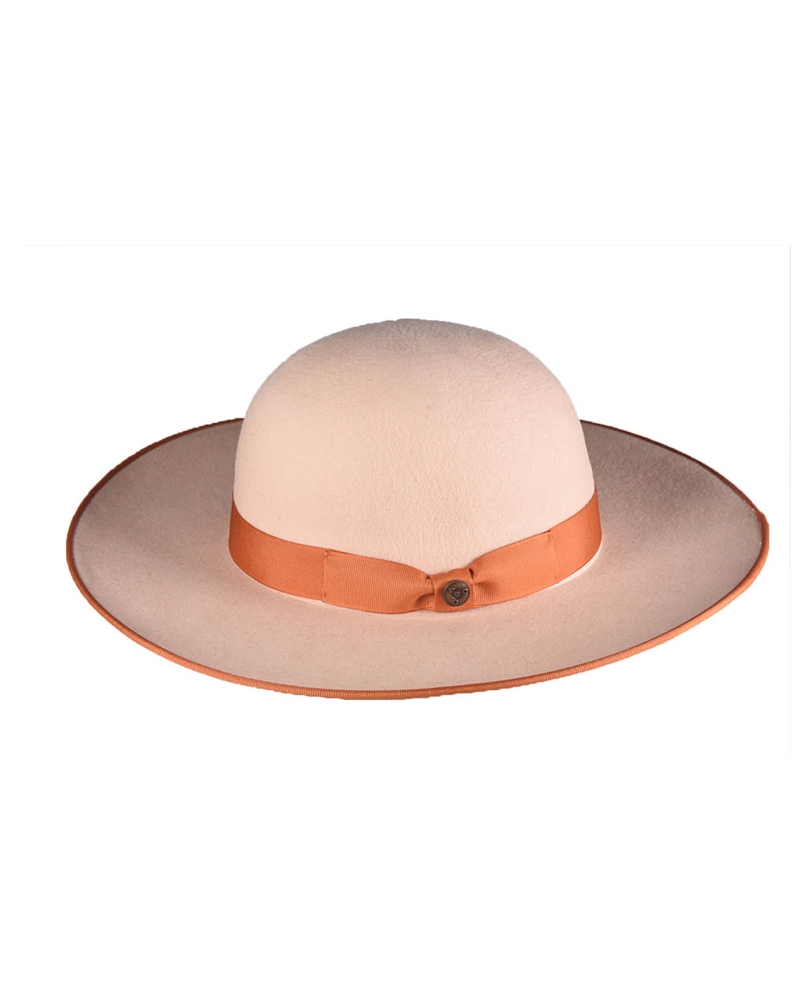 Chapéu de feltro da série TripTych - redondo - marfim/laranja queimado