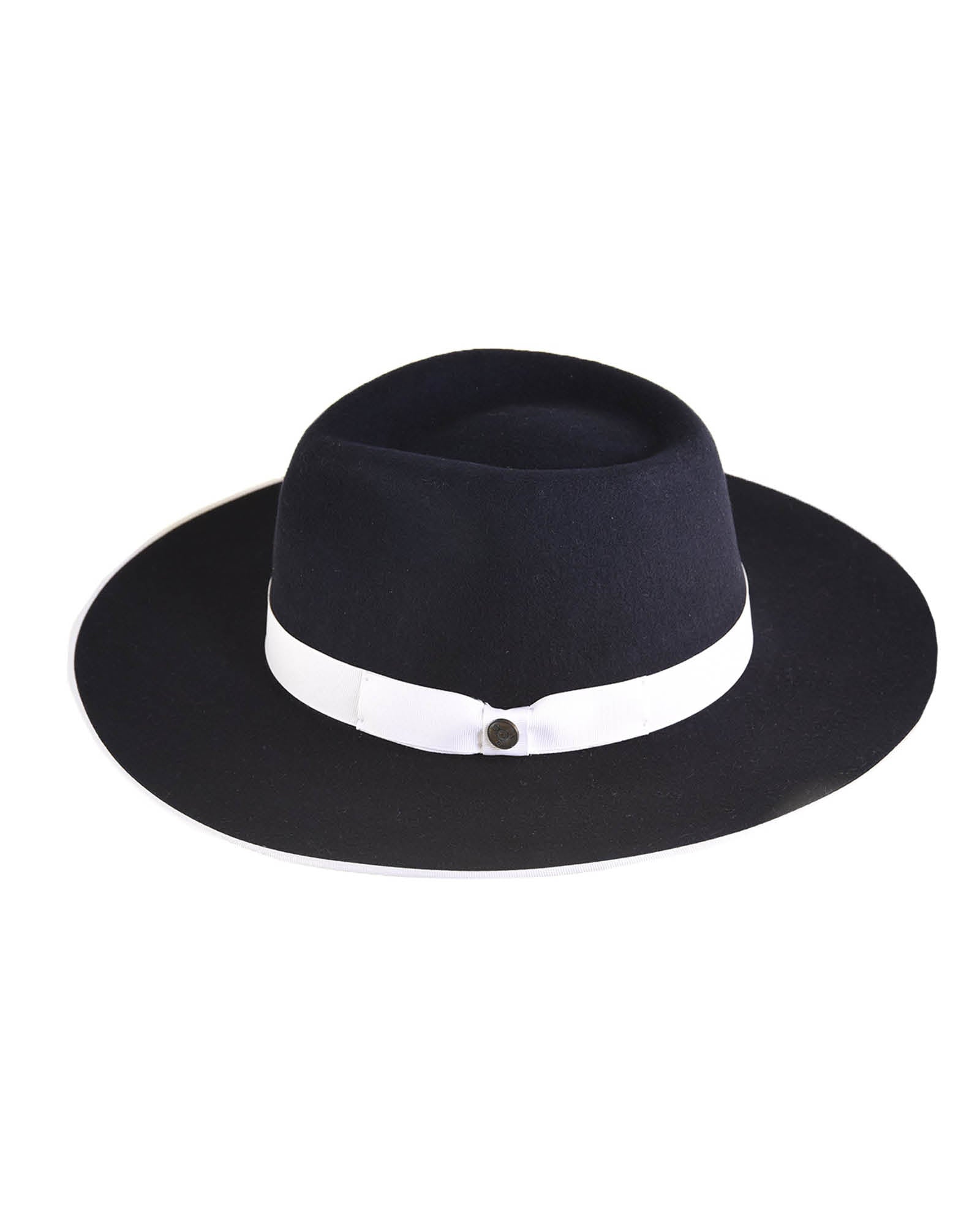 Chapéu de feltro da série TripTych - Triângulo - Marinho/Branco