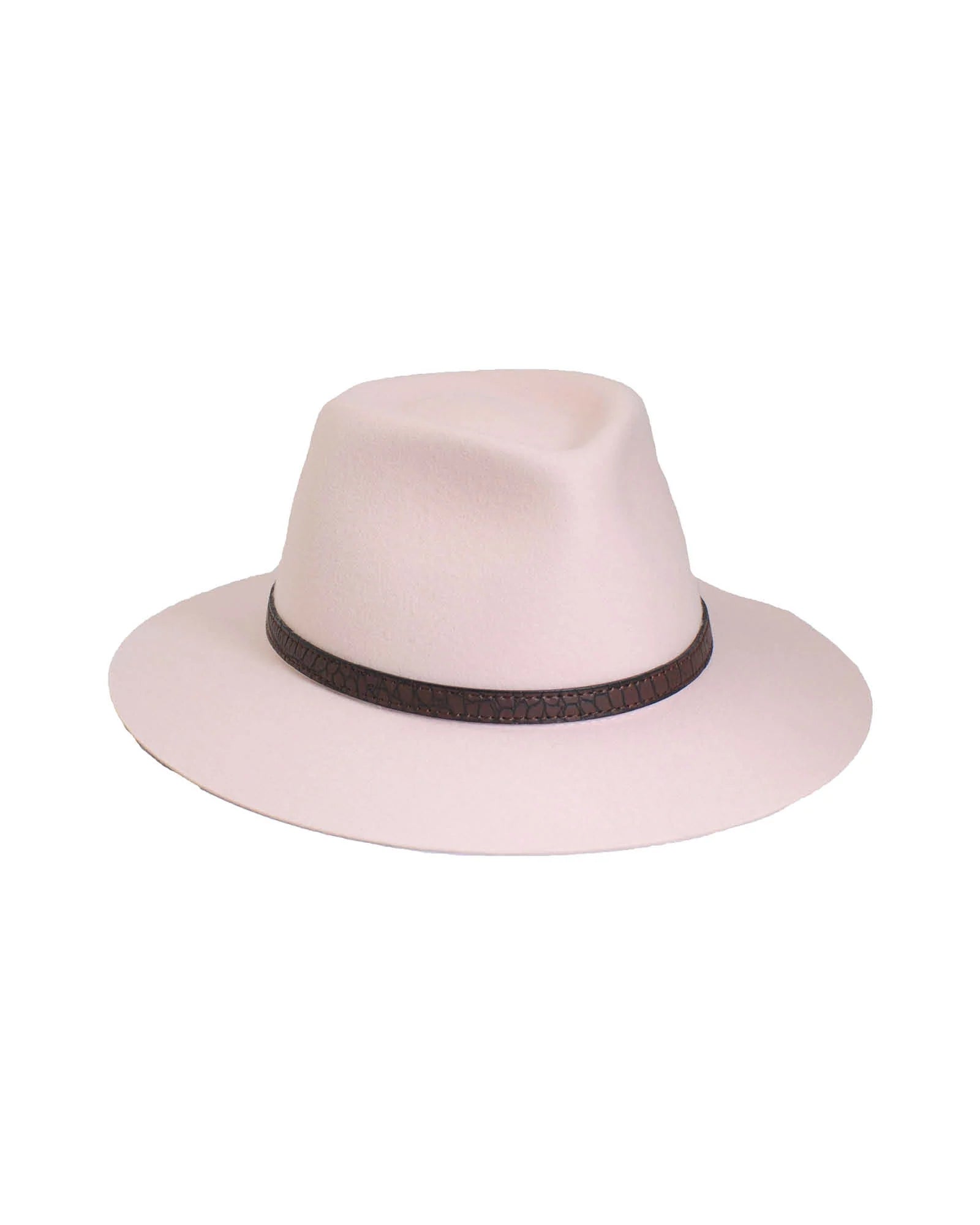 Kids blush pink wool felt fedora with wide brim and leather band – The Dingo by Fallenbrokenstreet.