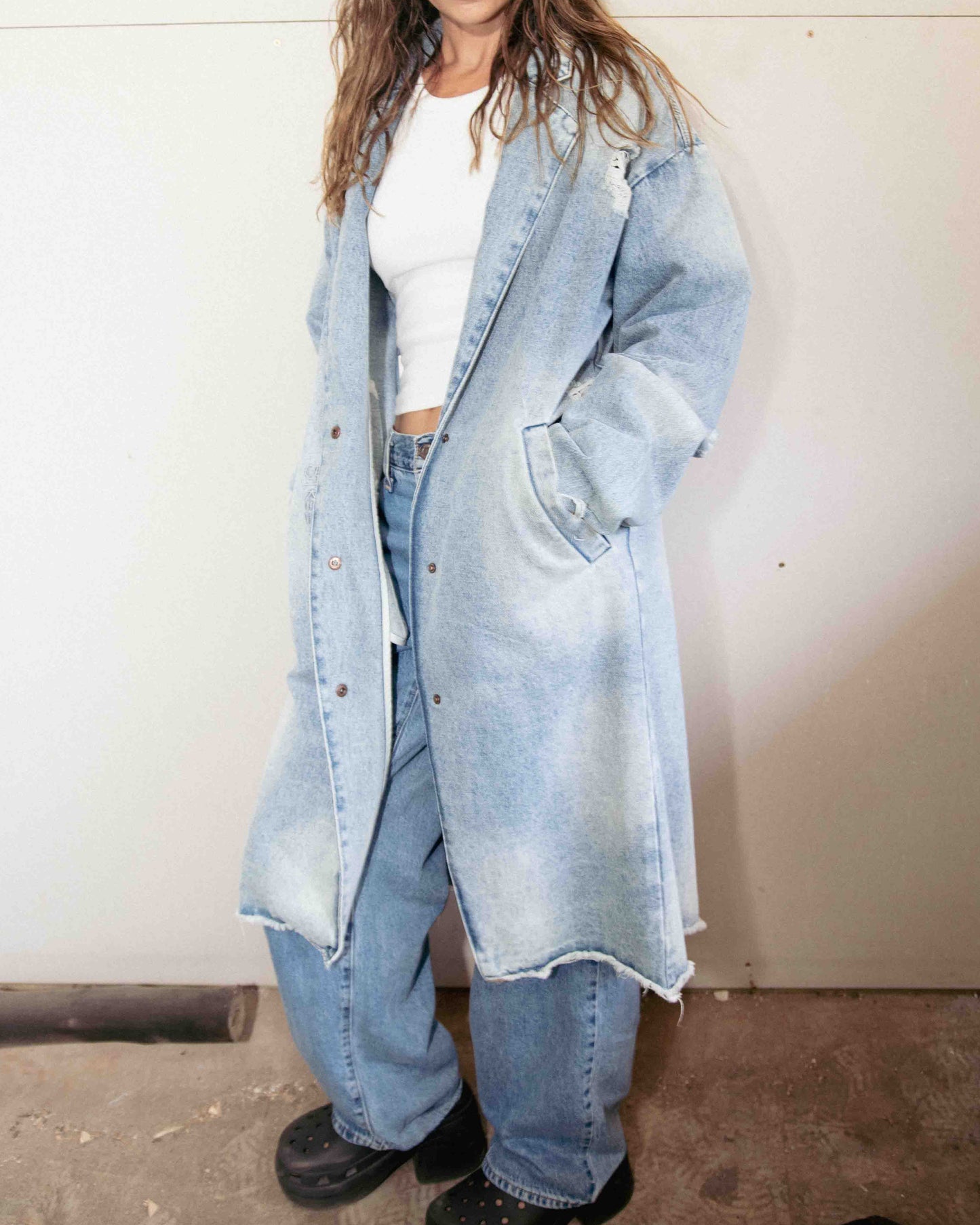 Love Anarchy Denim Trench Coat by fallen BROKEN street