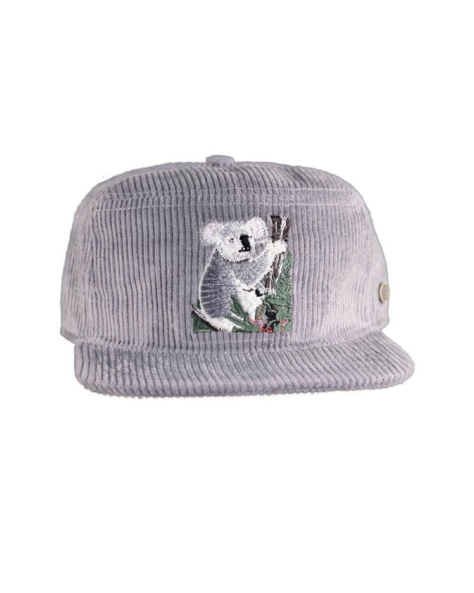 Stash Cap Corduroy Koala Grey, 10-panel snapback with stash pocket and embroidery, FallenBROKENstreet.