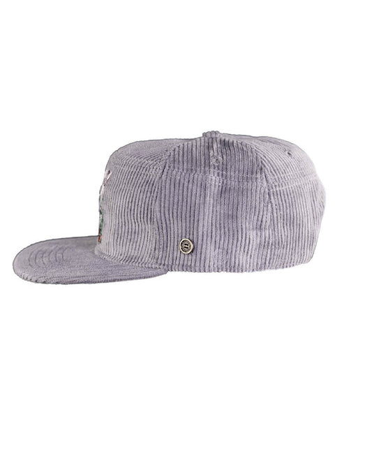 FallenBROKENstreet Stash Cap in Koala Grey corduroy with signature button and hidden stash pocket.