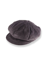 Dark gray corduroy cap on a white background