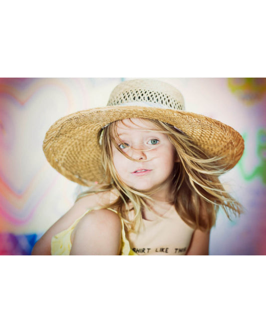 FallenBROKENstreet Sunshine Straw Hat – Kids, woven straw hat with cotton tie band.
