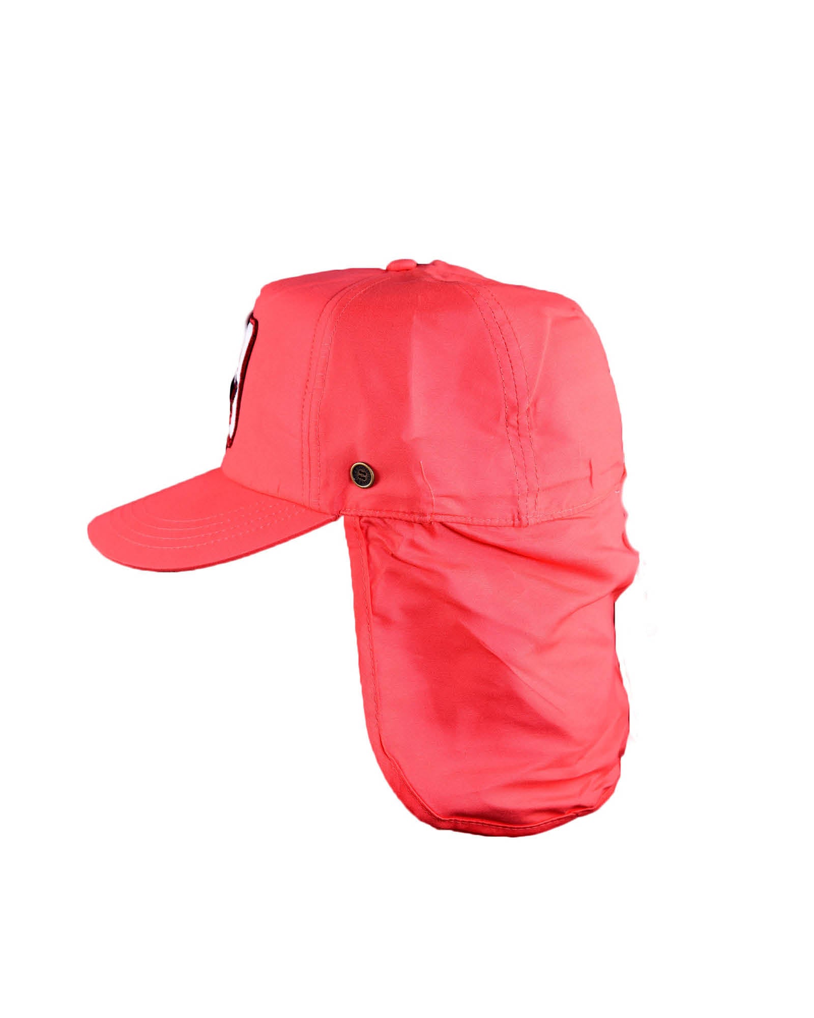 Red Surf Stash Cap with lightweight breathable fabric, six-panel design, and adjustable strap.