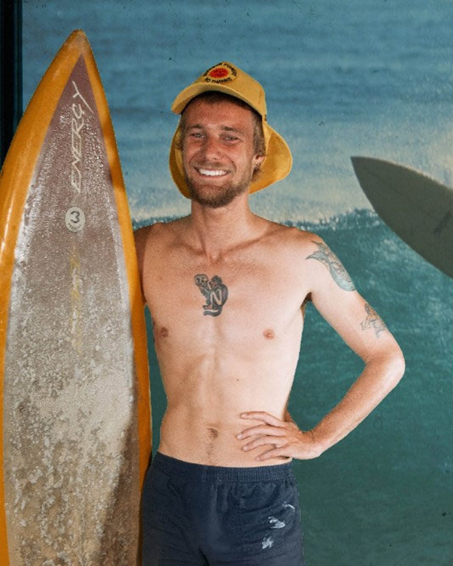 FallenBROKENstreet Surf Hat – Yellow, unisex wide brim surf hat with UPF 50+ protection.