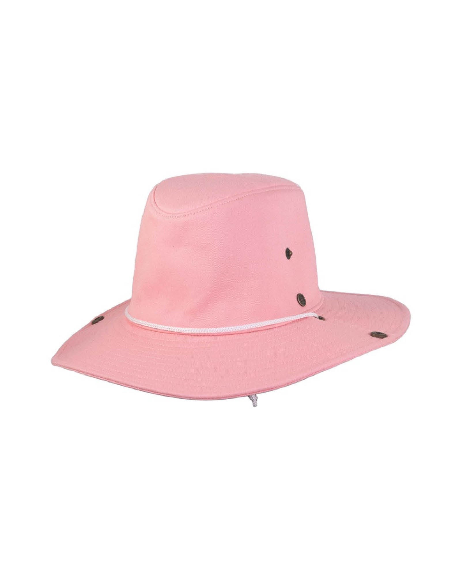 Surf Hat Pink, wide brim hat with UPF 50+, stash pocket, side snaps and toggle neck string.