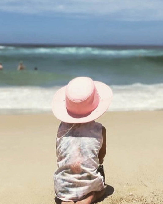 FallenBROKENstreet Surf Hat – Kids – Pink, lightweight sun hat with brim snaps and secure fit.