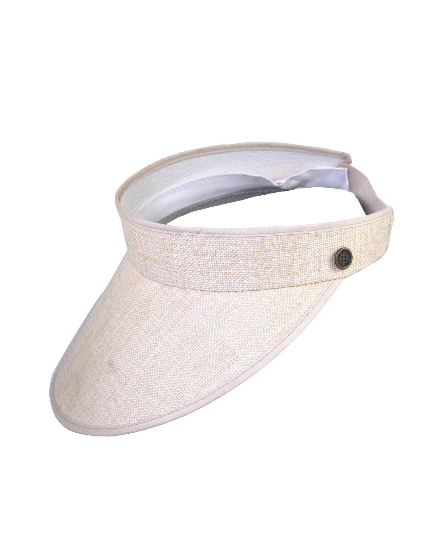 The Vision Natural, cotton and PVC visor with elastic back and cotton inner band.