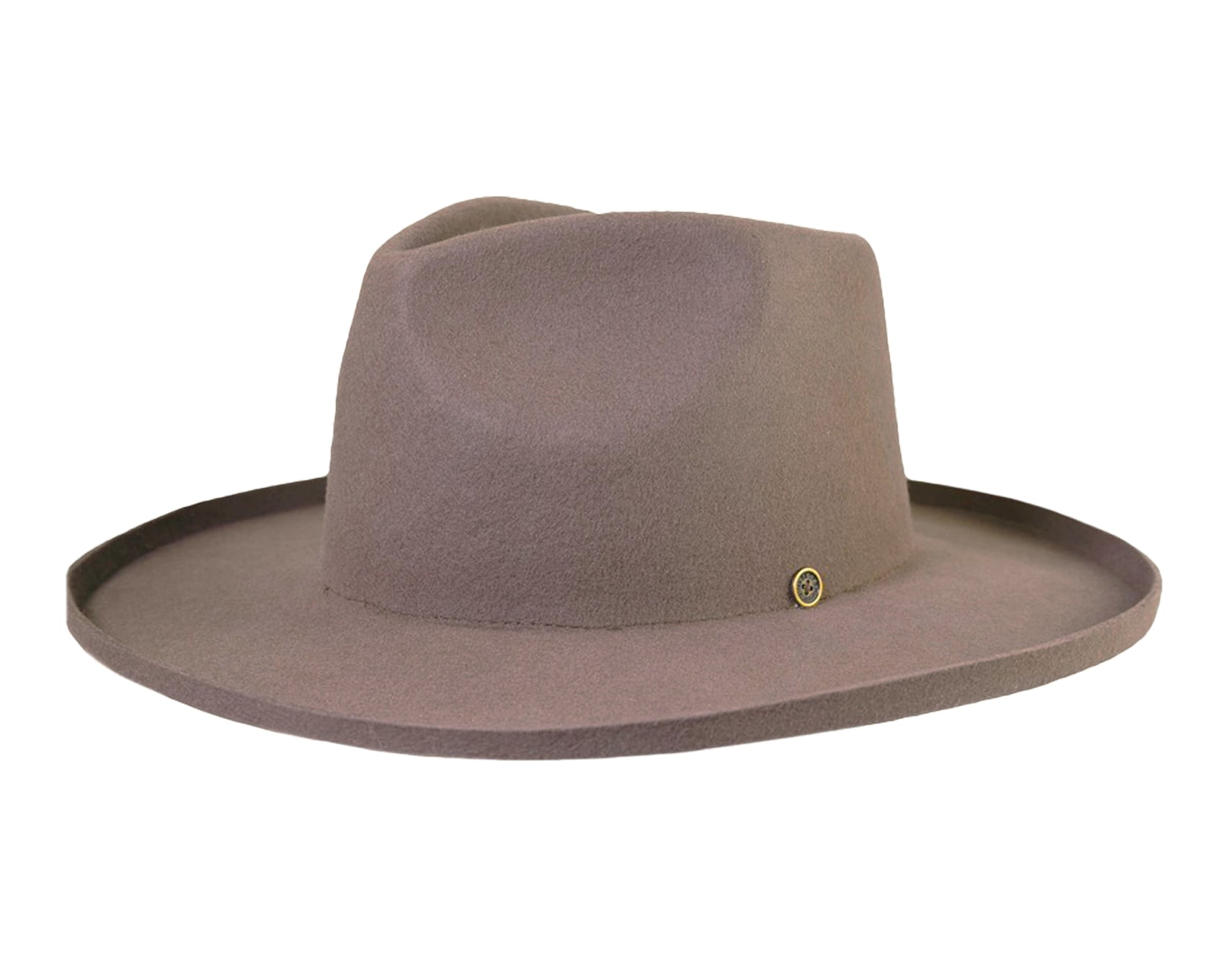 Kids Daydream Felt Hat Taupe, wide brim structured felt with cotton inner band, 53.5cm.