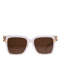 Clear acetate sunglasses with brown polarised lenses – front view