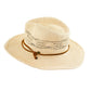 side view Kids vented straw sun hat with leather chin strap and curved brim – The Outrider by Fallenbrokenstreet.

