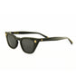 Angled view of Dope Lemon sunglasses highlighting cat-eye shape and detailing.