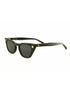 Angled view of Dope Lemon sunglasses highlighting cat-eye shape and detailing.