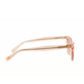 Clear pink Dope Lemon sunglasses in profile view highlighting sleek acetate arms.