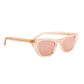 Dope Lemon sunglasses angled to show both front and temple detail in clear pink finish.

