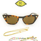 Tortoise shell Dope Lemon sunglasses with polarised lenses, gold Lemon Head chain, and beaded chain – Fallenbrokenstreet.