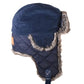 The Aviator – Navy Corduroy – Kids by FallenBROKENstreet. Cosy trapper hat with faux fur trim, brass buckle, and adjustable fit. Unisex kids design for cold-weather adventures.