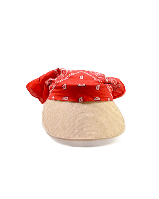 FallenBROKENstreet Bandit Visor – Red, natural visor with western bandana tie.