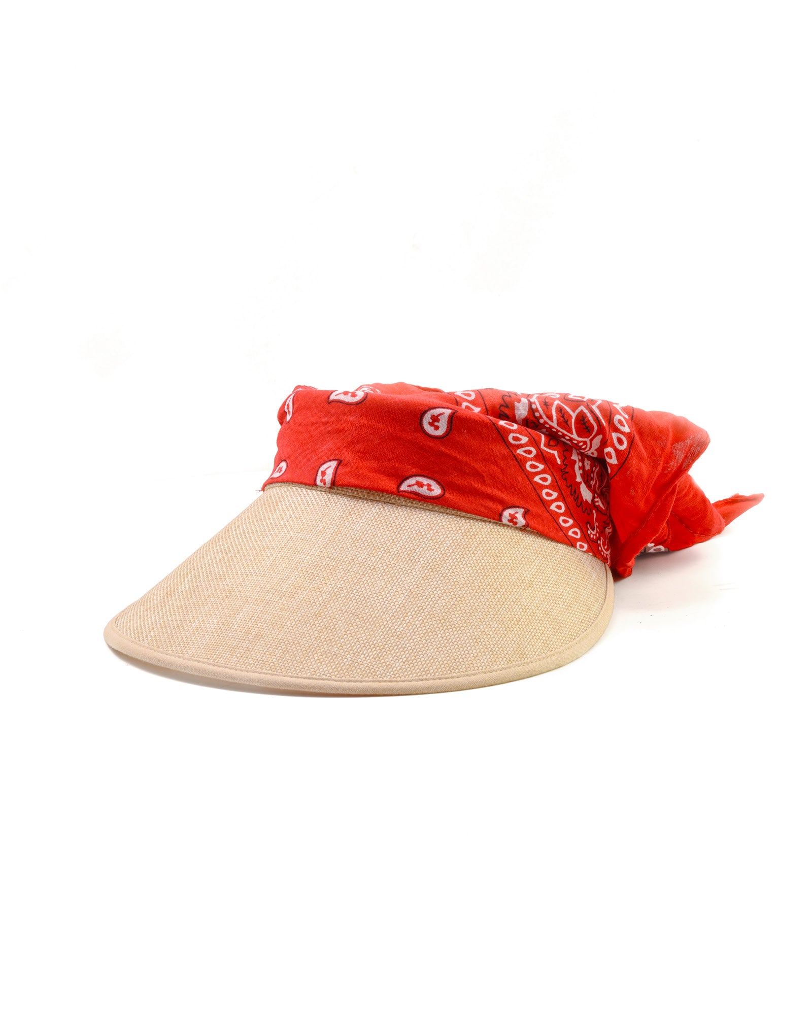 Bandit Visor Red Bandana, woven visor hat with cotton bandana detail.