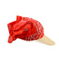back view of fallenbrokenstreet Red Bandana Visor, woven summer visor with attached bandana styling.