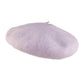 Studio image of The Belle Beret – Lilac Cream Wool, showing its soft structured shape and classic beret stem. Crafted from premium Australian wool, ideal for cool-weather outfits.

