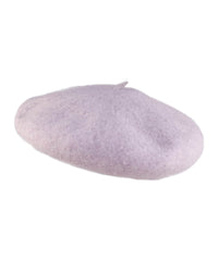 Studio image of The Belle Beret – Lilac Cream Wool, showing its soft structured shape and classic beret stem. Crafted from premium Australian wool, ideal for cool-weather outfits.

