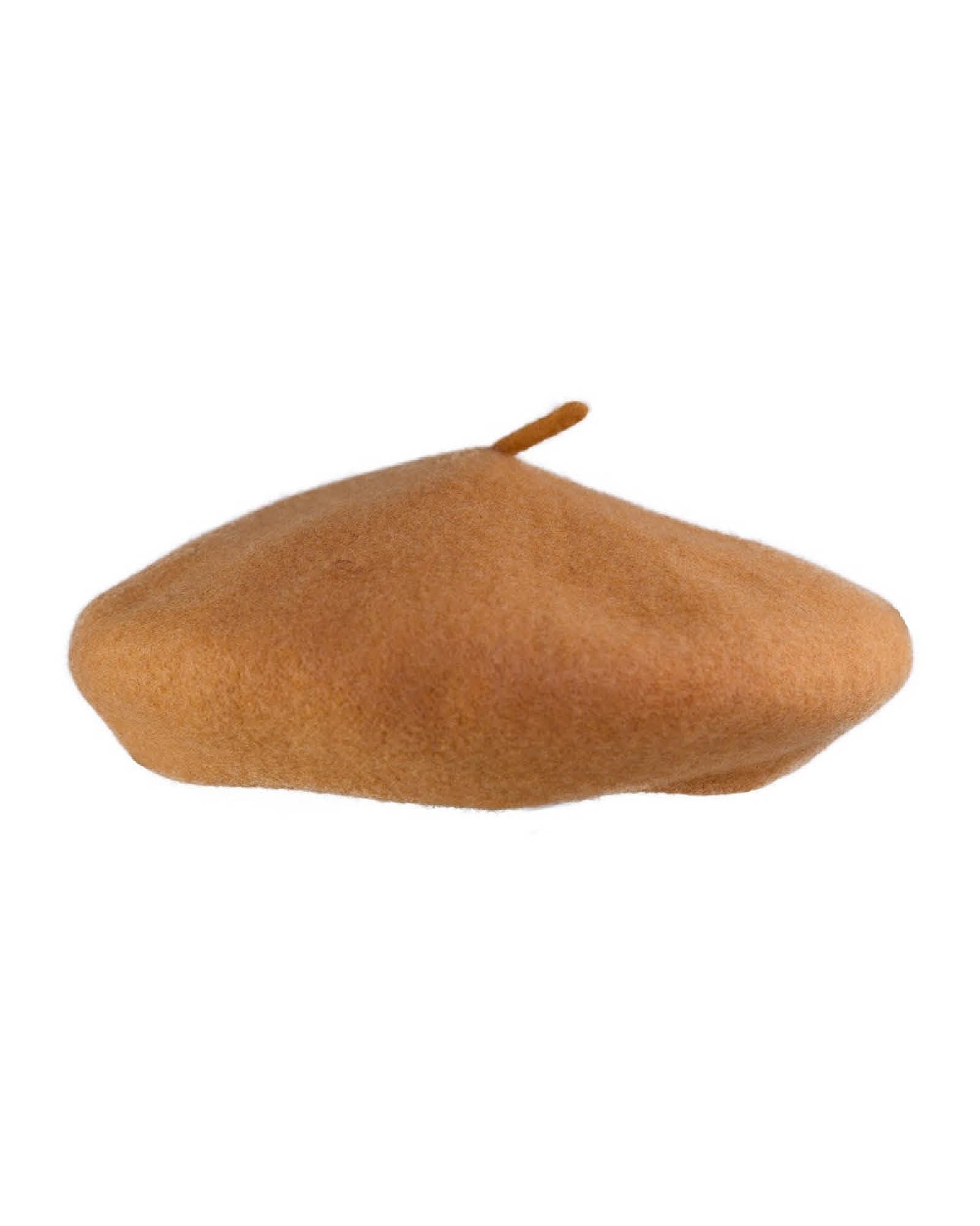 Mustard beret on a white background