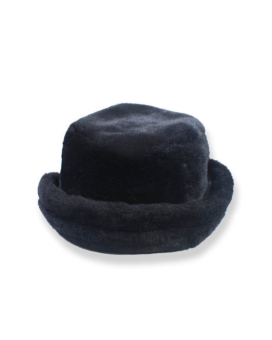 Black felt hat on a white background